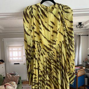ROTATE lime green mini tiger print dress